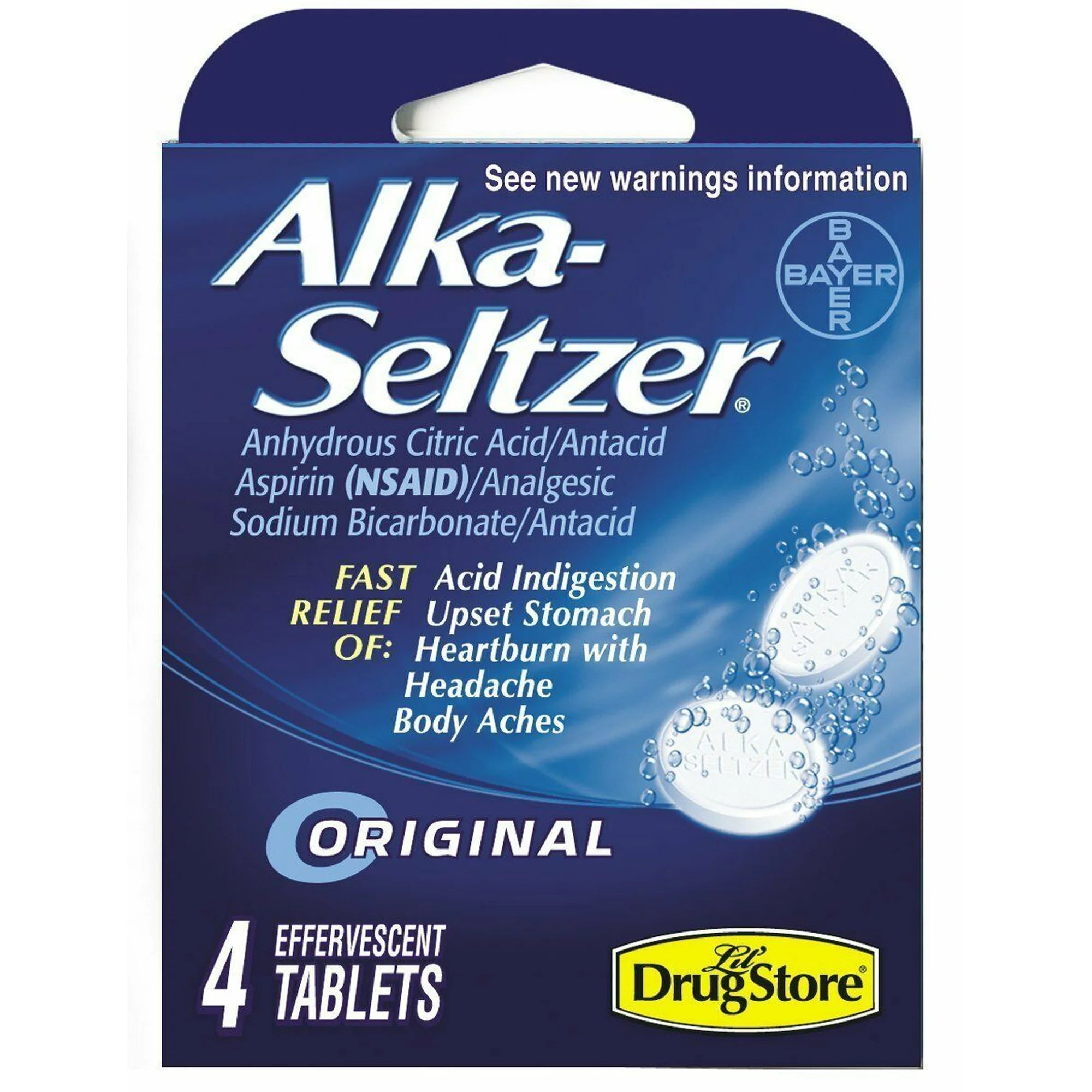 Alka-Seltzer Effervescent Tablets, Heartburn & Upset Stomach Relief, 2 Count (Pack of 1)