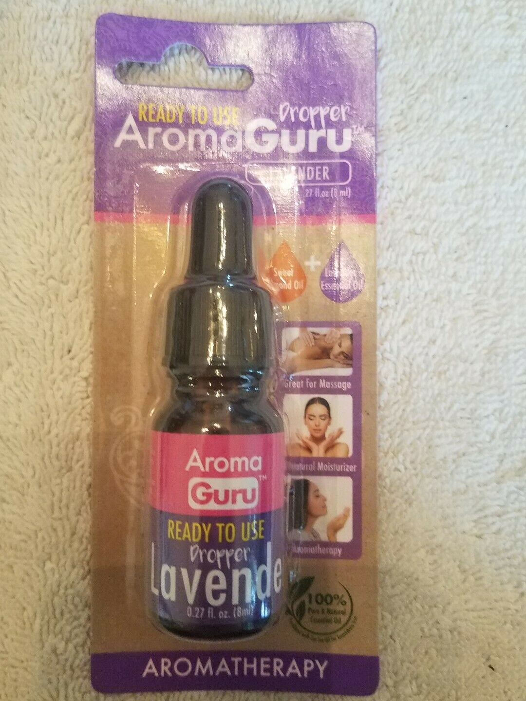 Ready to Use Aroma Guru Aromatherapy Oil LAVENDER .27 Fl Oz Bottles (2PK)