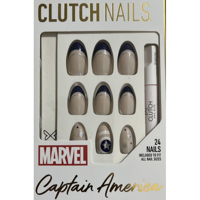 Captain America Press-On Clutch Nails 24 Nails Medium Coffin Marvel Avengers