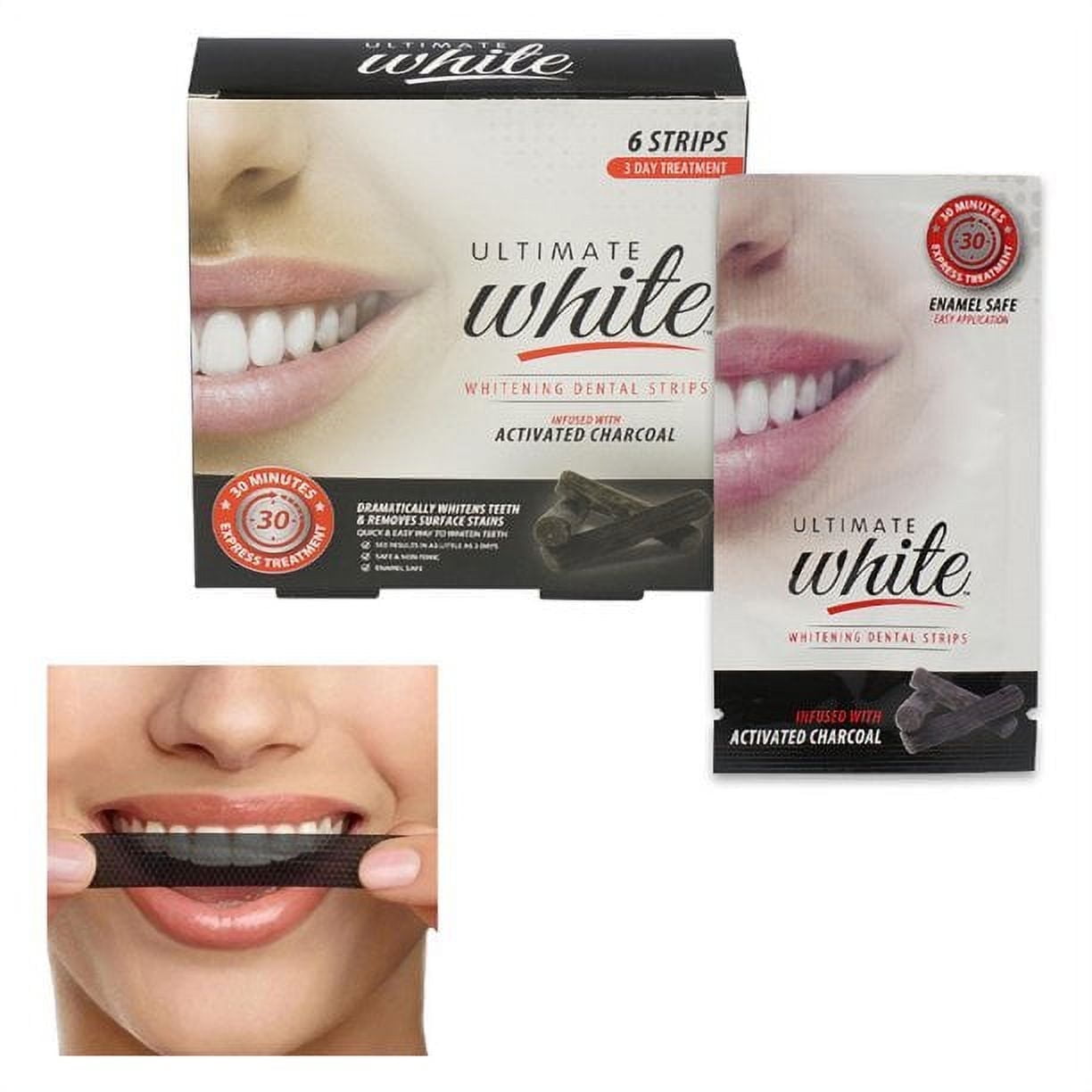 Ultimate Activated Charcoal Teeth Whitening Strips Dental Whitener White White Strip 6 Pc (2 boxes)