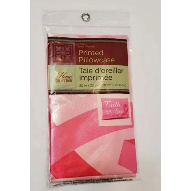 Satin Pillowcase, Faith Hope Love, Pink Pillow, Breast Cancer Ribbon, 20 x 30 2pk