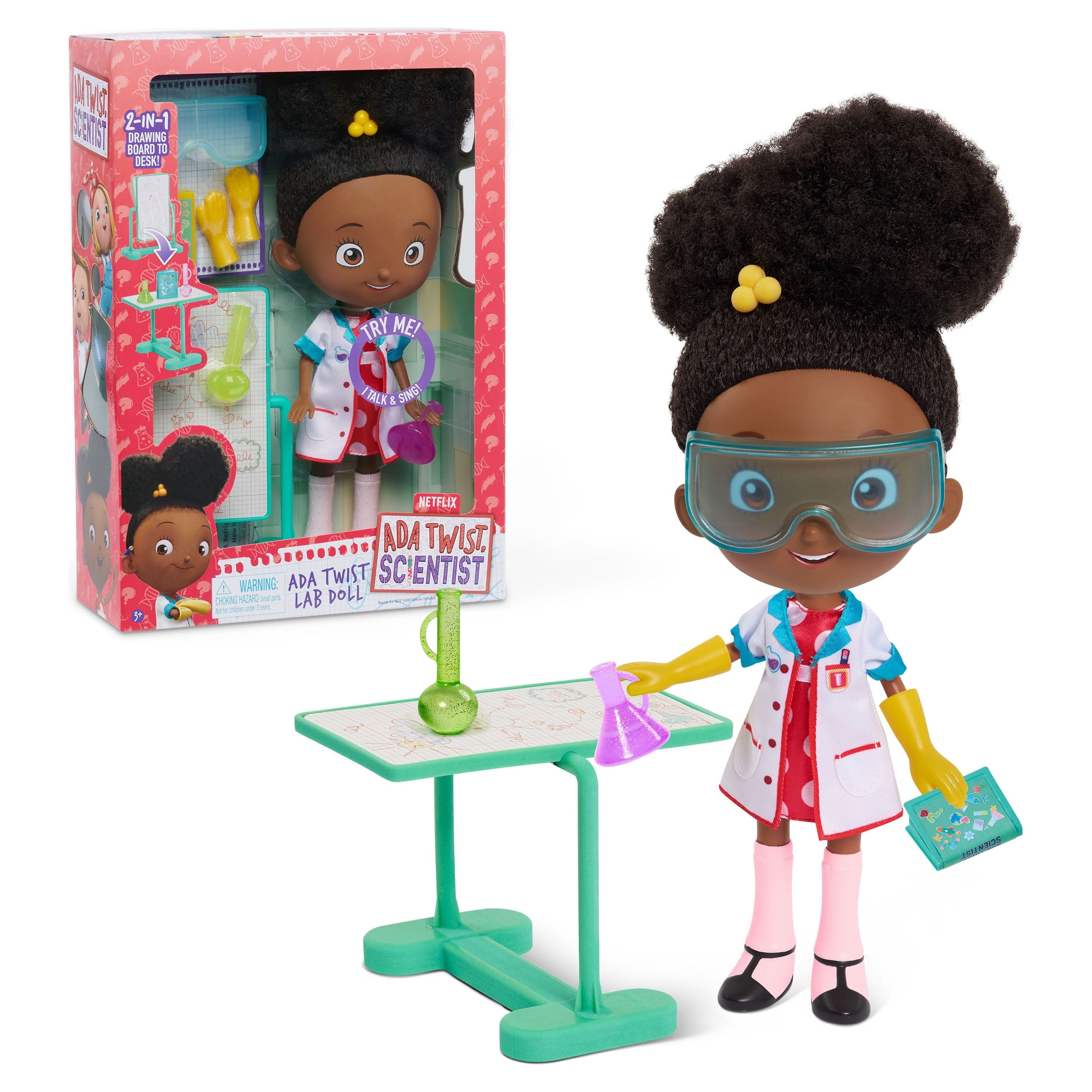 Ada Twist, Scientist Ada Twist Lab Doll, 12.5 Inch Interactive Doll with Research Lab Accessories, Talks and Sings the "The Brainstorm Song", Kids Toys for Ages 3 Up, Gifts and Presents