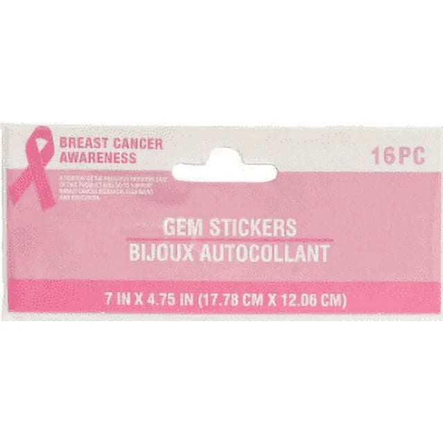 Pink Breast Cancer Gem Stickers 16 Count (2pk)