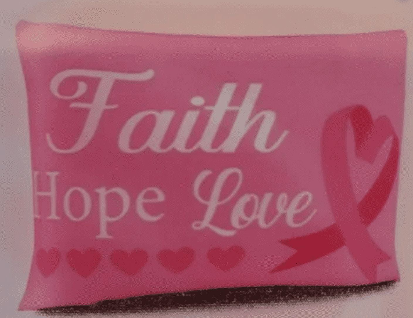 Satin Pillowcase, Faith Hope Love, Pink Pillow, Breast Cancer Ribbon, 20 x 30 2pk