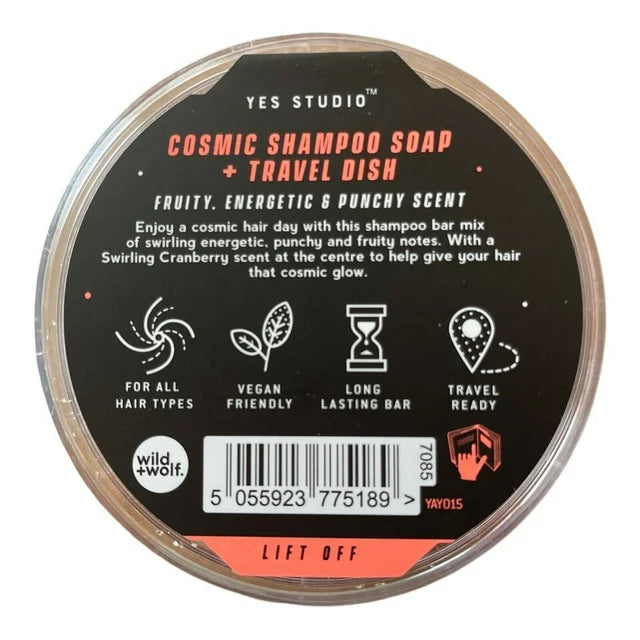 Yes Studio Cosmic Hair Day Shampoo Bar 100g & Travel Dish Fruity Energetic Scent 2pk