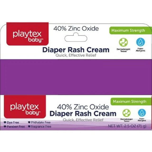 Playtex Baby Maximum Strength Diaper Rash Cream with 40% Zinc Oxide, 2.5 oz 2pk