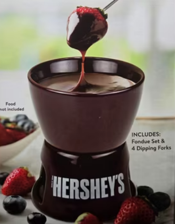 Hershey's Fondue Pot Set with Fondue Pot and 4 Dipping Forks