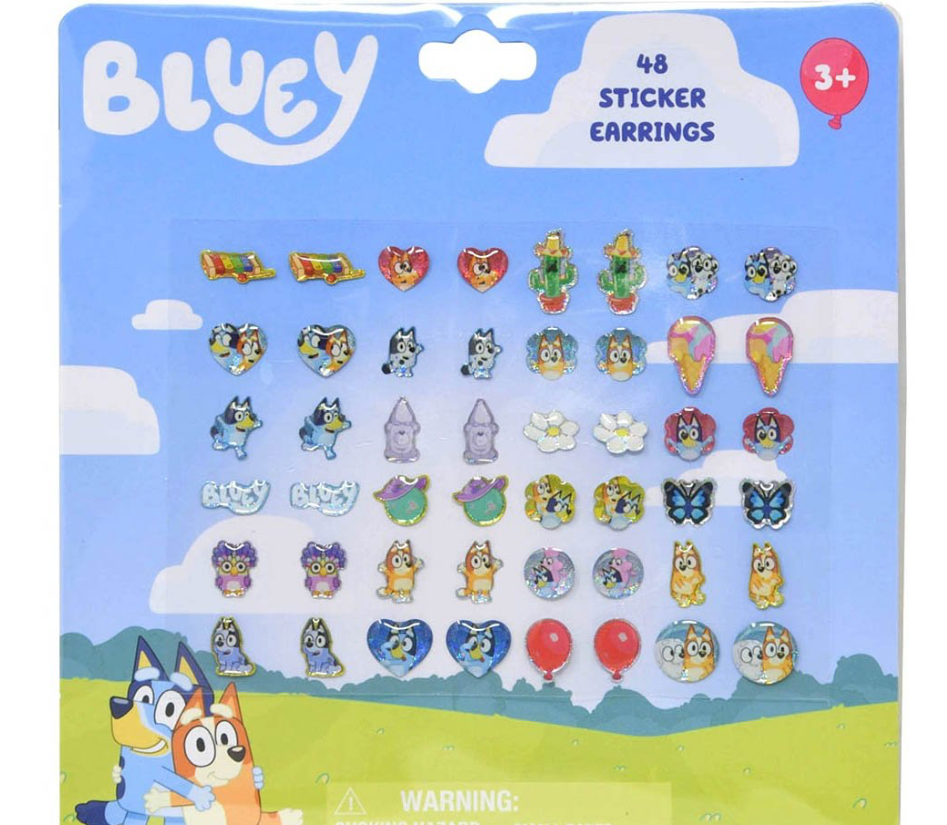 Bluey 24 Pair Sticker Earrings on Blister Card 2pk