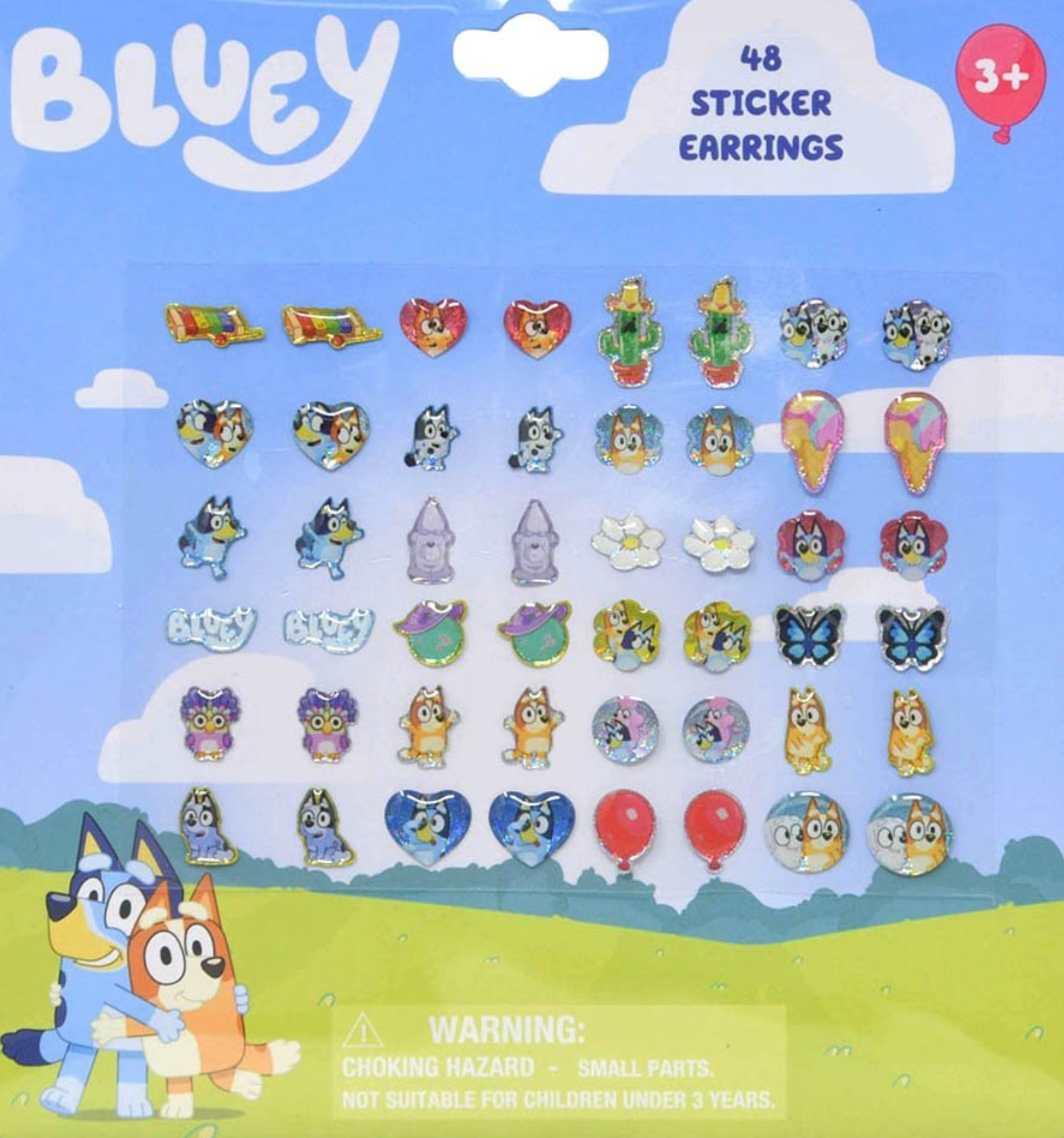 Bluey 24 Pair Sticker Earrings on Blister Card 2pk