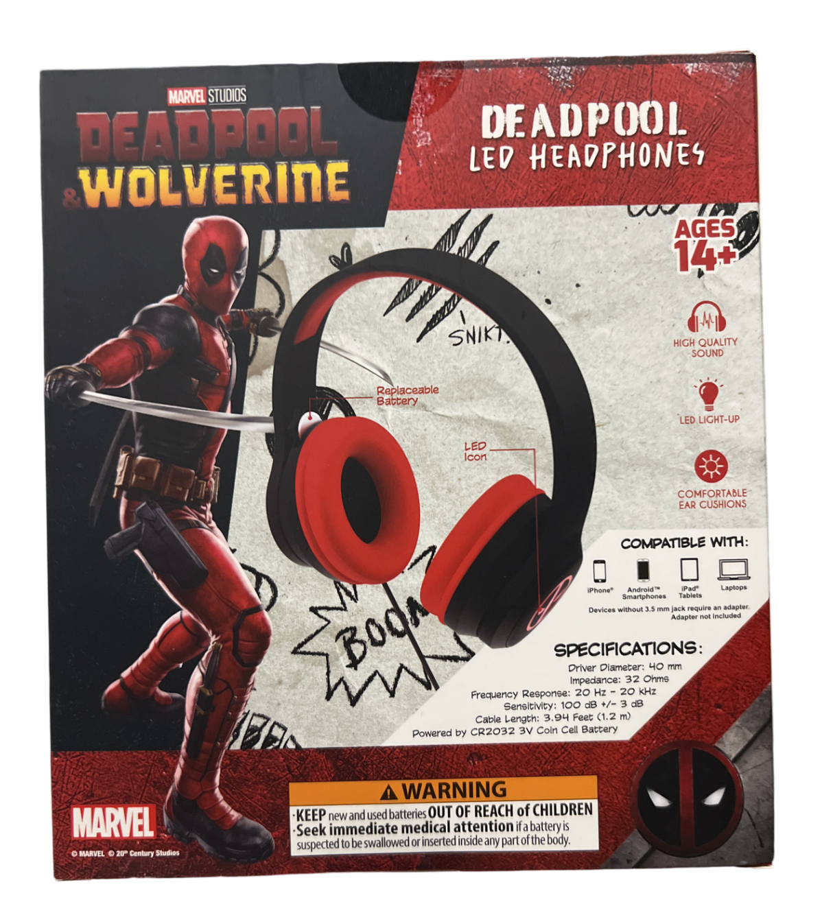 Marvel Deadpool & Wolverine LED Headphones