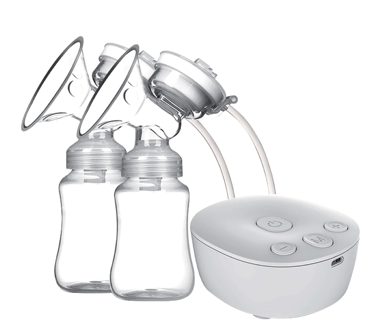 Double Electric Pump Hands Free Pump for Breastfeeding 2 Modes & 9 Adjustable Levels Low Noise -Backflow USB Powered with 2pcs 150ml Milk Bottles