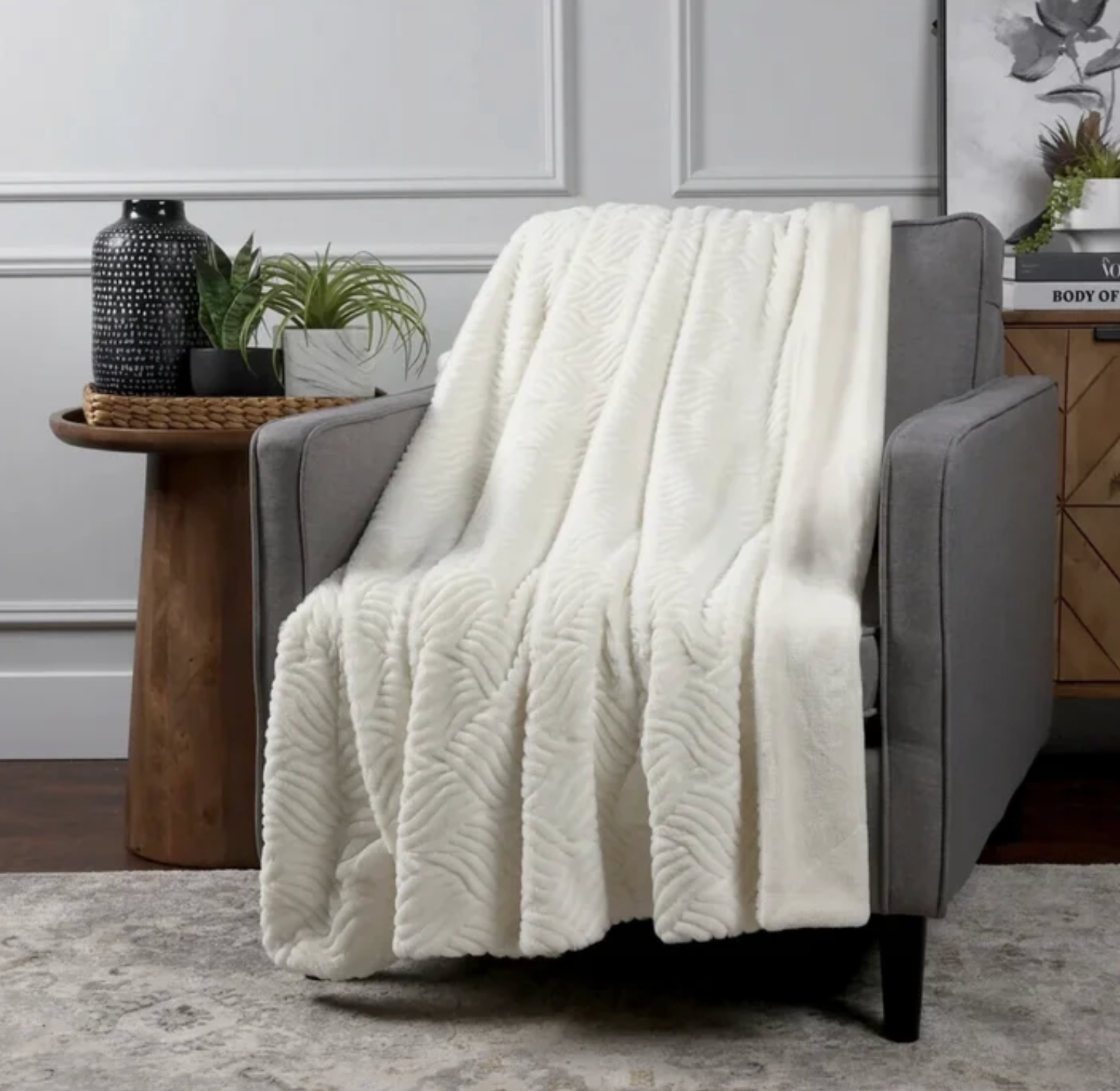 life comfort textured faux fur throw 60in x 70in��White