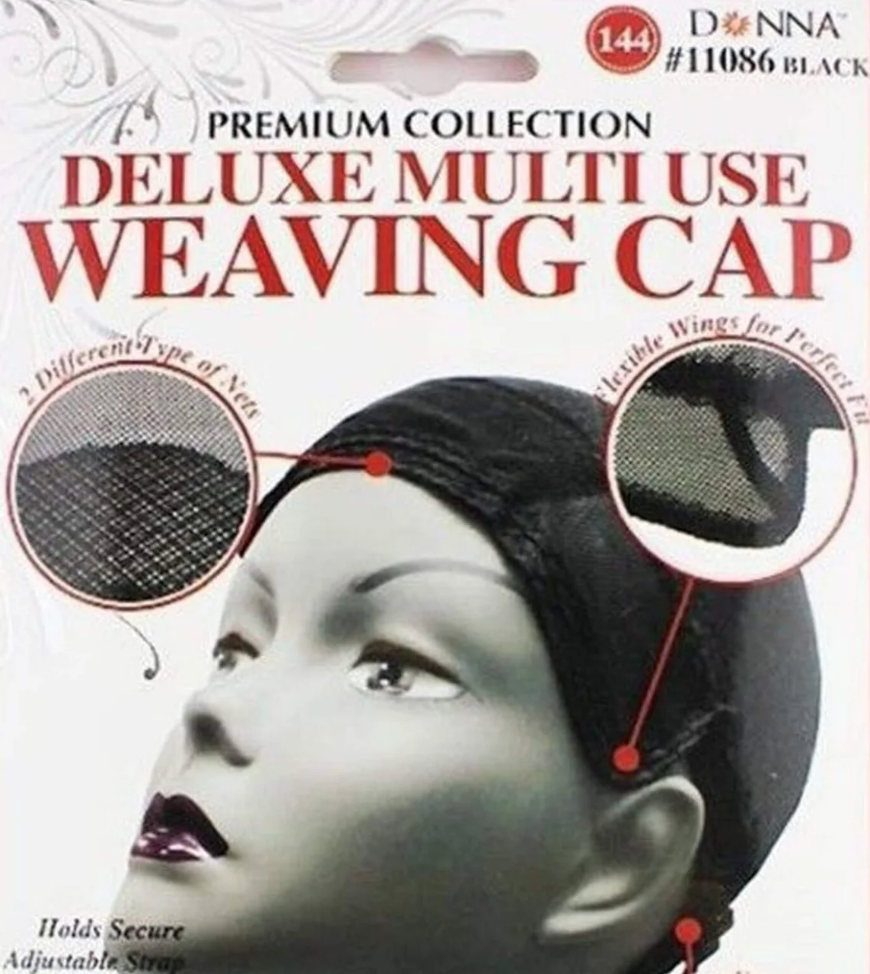 Donna Collection Premium Collection Deluxe Multi Use Weaving Cap, Black (2pk)
