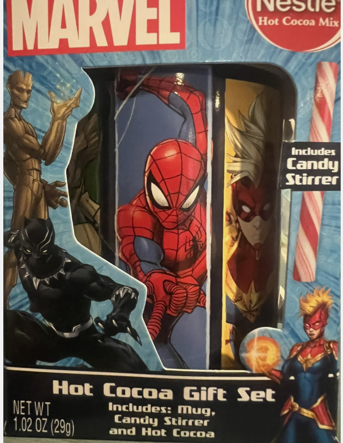 Marvel superhero gift set mug,cocoa,and stirrer
