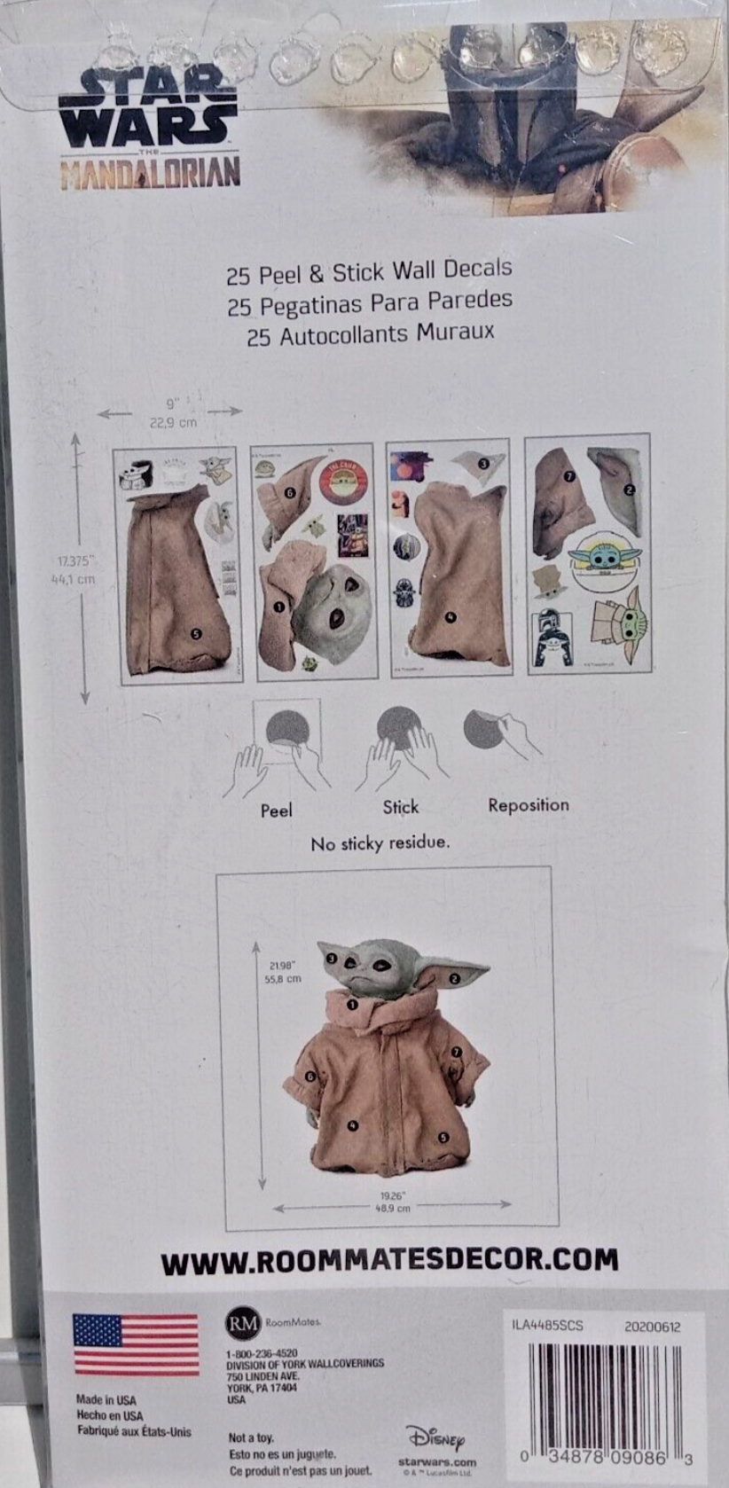 RoomMates Star Wars the Mandalorian The Child (Baby Yoda) Peel and Stick Wall Decal