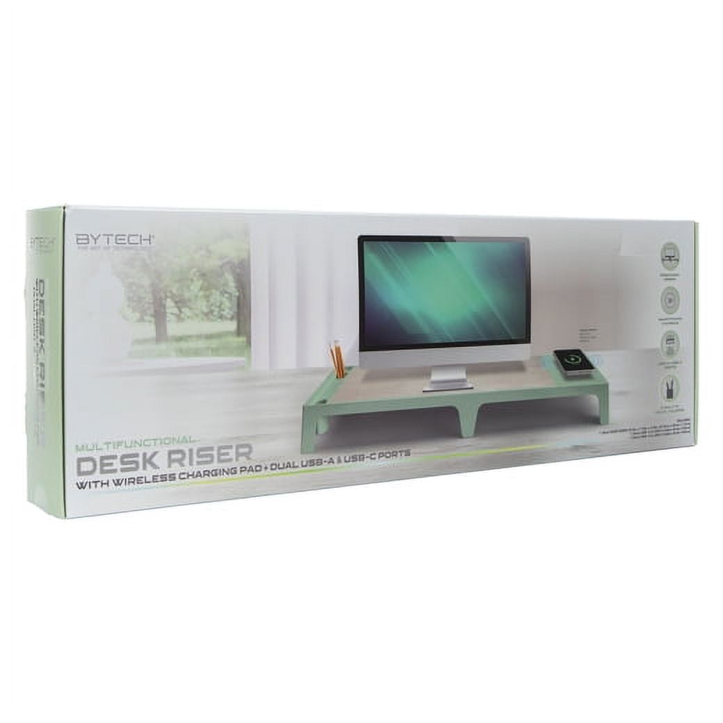 Bytech multi-function Desk Riser with wireless Charging Pad + Dual USB-A & USB-C PORTS