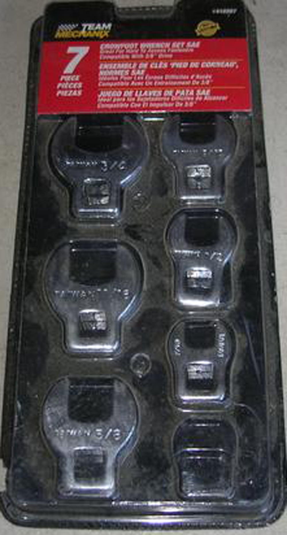 Team Mechanix 7 Piece Crowfoot Wrench Set Compatible with 3/8'' Drive