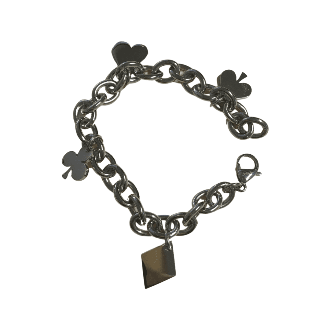 Sterling Silver bracelet Cards Suit, Hearts, Clubs, Diamonds Spades