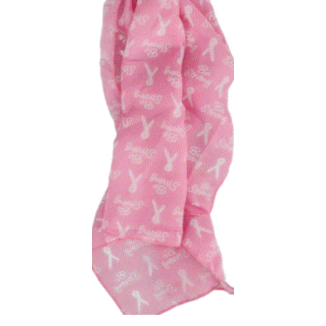 Breast Cancer Awareness Scarf Pink 60" X 11" Be Strong Words White Ribbon Logo 2pk