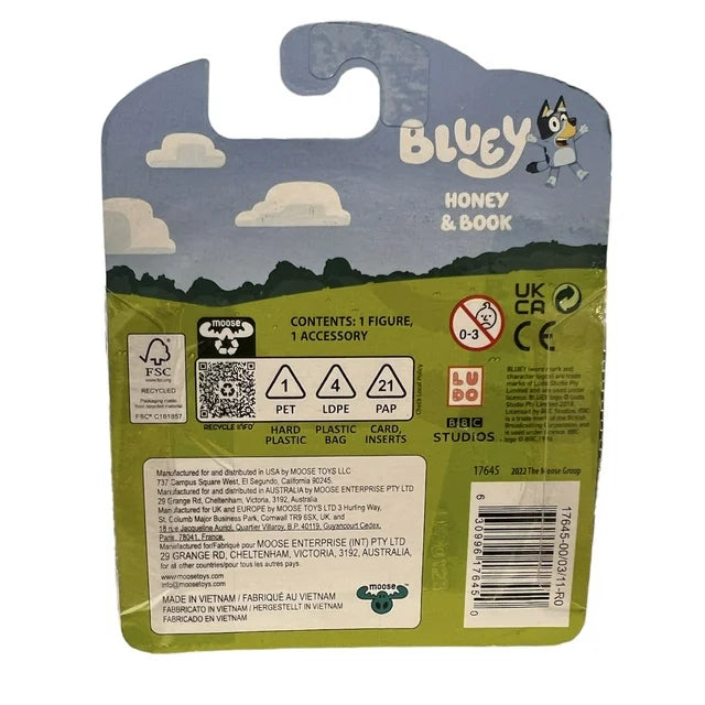 Bluey Figurine and 2 Accessories, Honey and Book