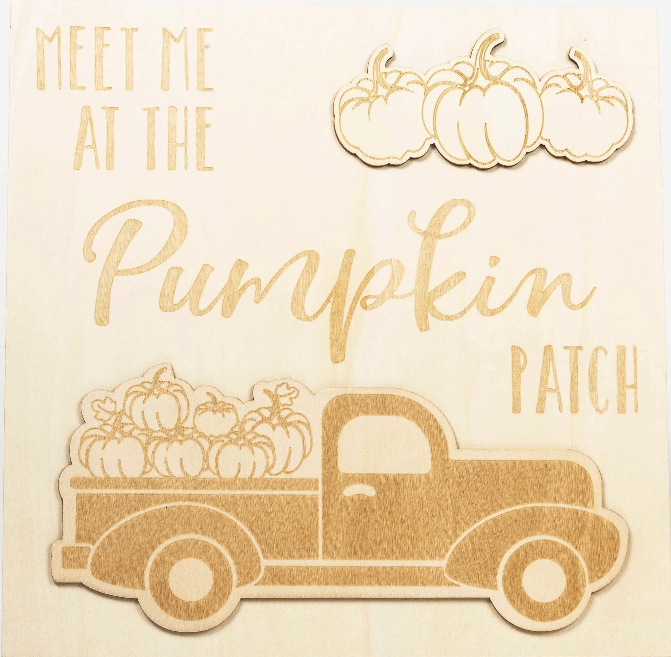 Plaid Beige Unpainted Wood Surface Plaque, Pumpkin Patch, 12" x 12" (2pk)