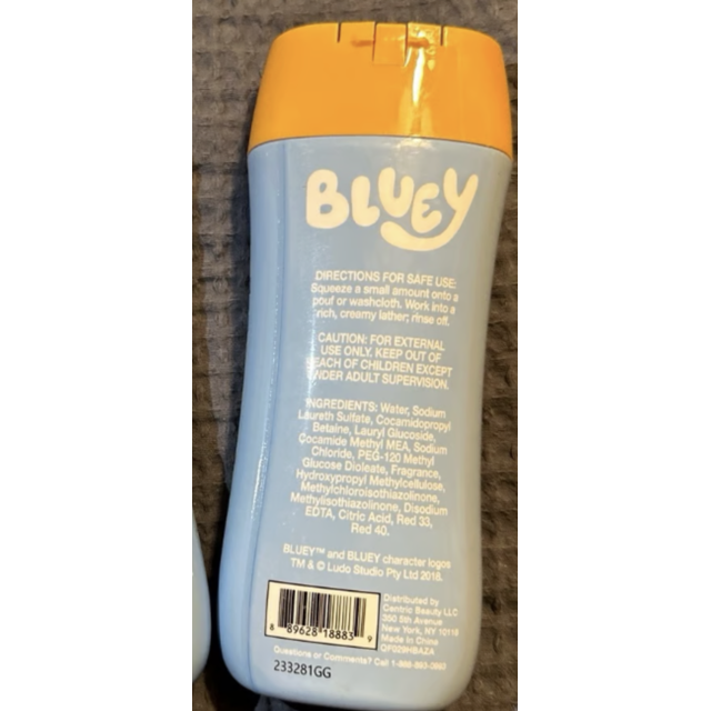 BLUEY Body Wash Scrubby Strawberry Scented 8 oz.