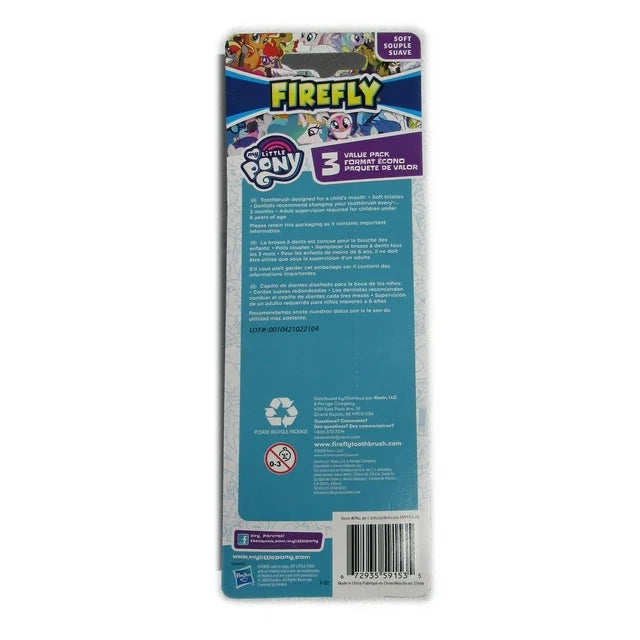 Firefly My Little Pony Toothbrush 3ct/pack For Kids Children (2pk)