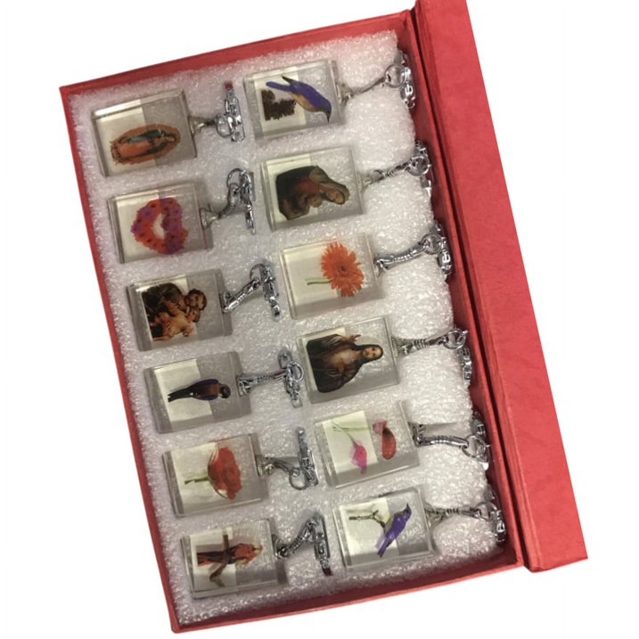 Vintage Crystal Keychain (Pk12) Jesus, Merry, Birds, Flowers, Heart (2pk)