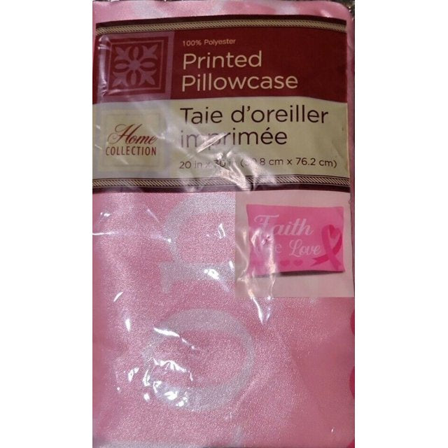 Satin Pillowcase, Faith Hope Love, Pink Pillow, Breast Cancer Ribbon, 20 x 30 2pk