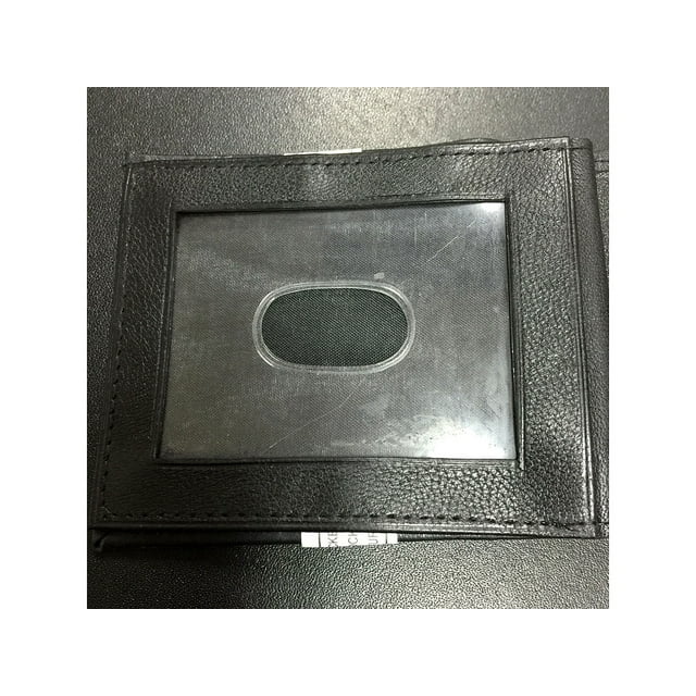 Men's Double Bill Bifold 6 Credit Card 2 ID Window Leather Black Wallet 3.5 x 4.5 inches pack of 2