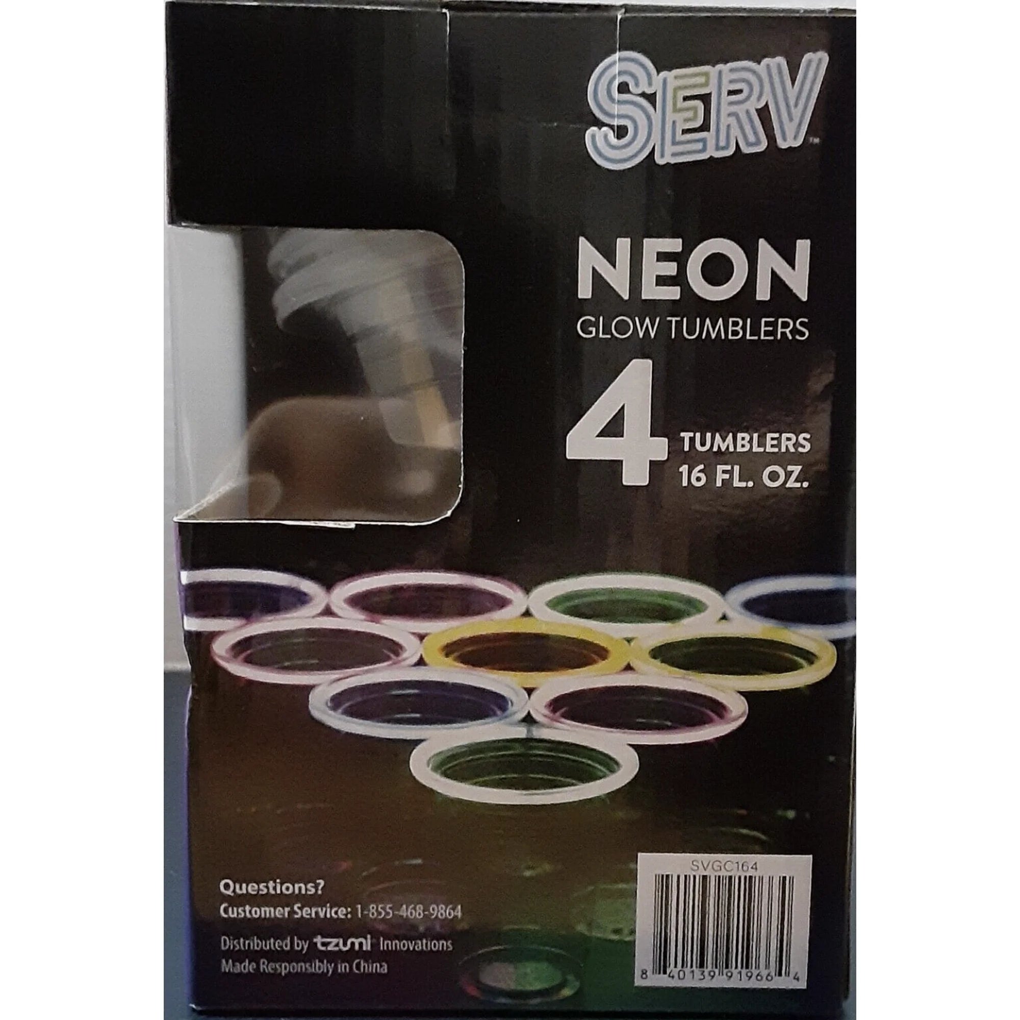 Tzumi Serv Neon Glow Tumblers 4 pk- 16 0z (2pk)