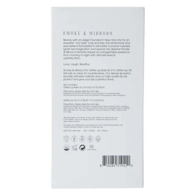 Smoke & Mirror Moisturize Protect 3 PC Glitter Lip Balm & 3 PC Glitter Lip Oil