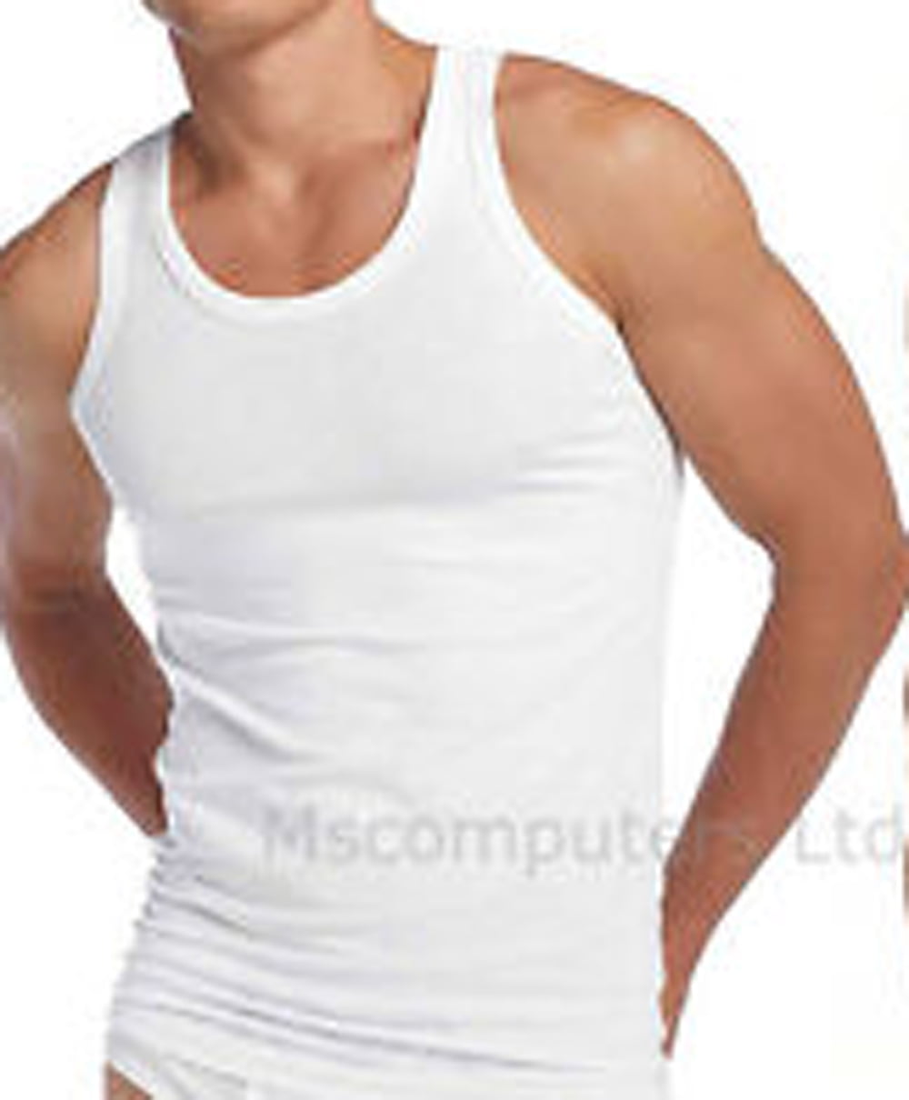Andrew Scott Basics Big Man Rib Athletic White Tank Top 6XL pack of 2