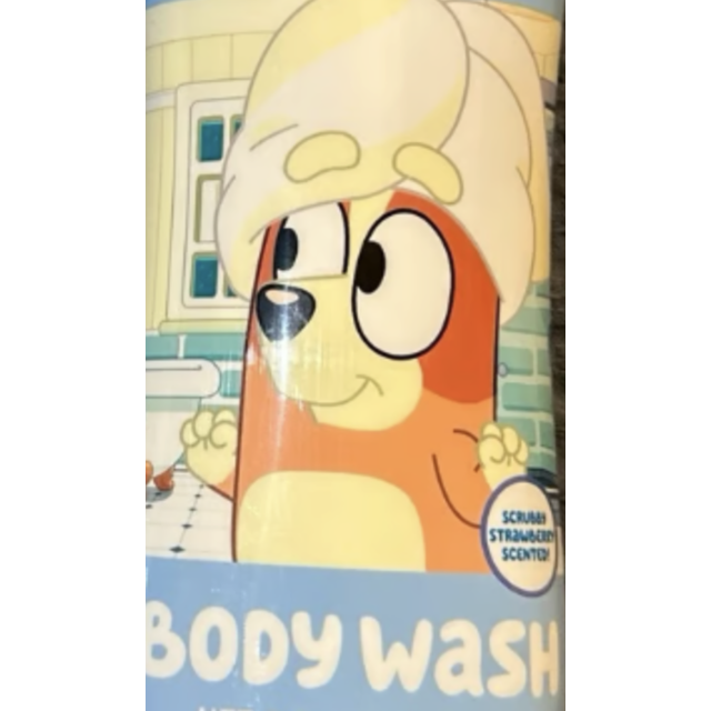 BLUEY Body Wash Scrubby Strawberry Scented 8 oz.