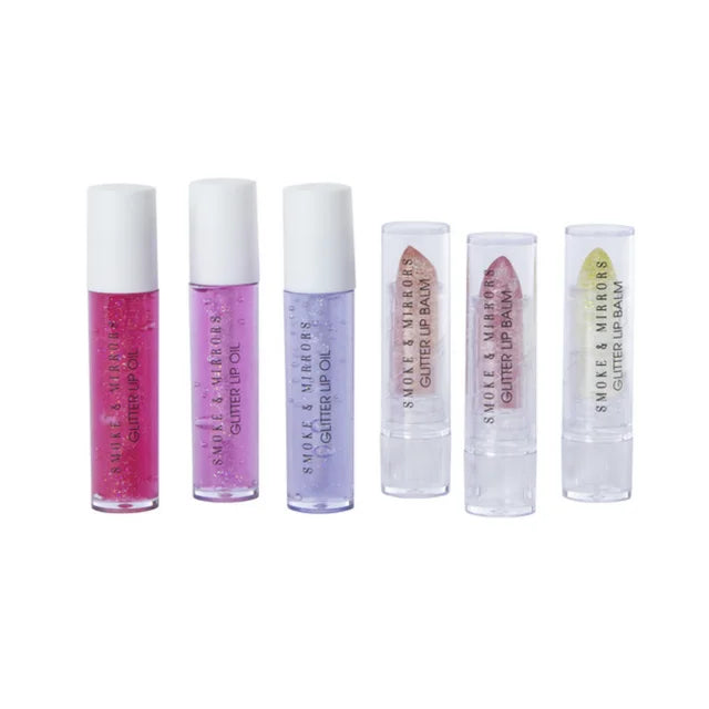 Smoke & Mirror Moisturize Protect 3 PC Glitter Lip Balm & 3 PC Glitter Lip Oil