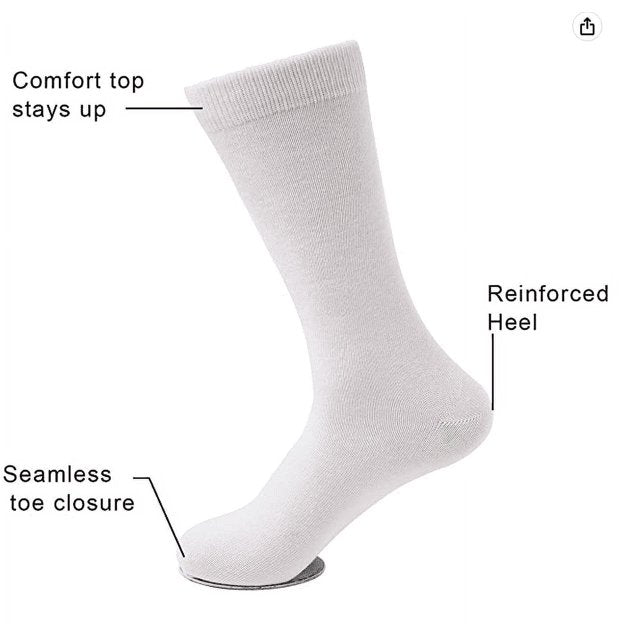 Wings White Crew Socks 10-13 (8 Pk)