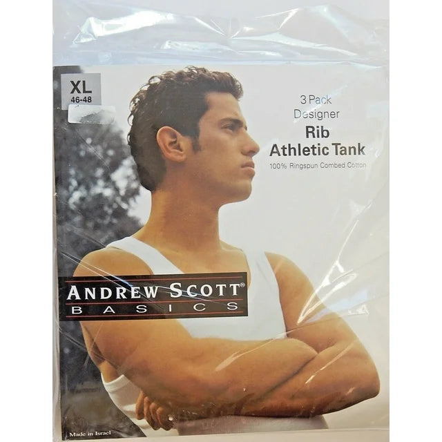 Andrew Scott Basics Big Man Rib Athletic White Tank Top 6XL pack of 2