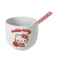 Hello Kitty Sanrio Durable Tableware Bowls with Chopsticks, Ceramic Strawberry, 16 oz