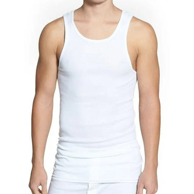 Andrew Scott Basics Big Man Rib Athletic White Tank Top 6XL pack of 2