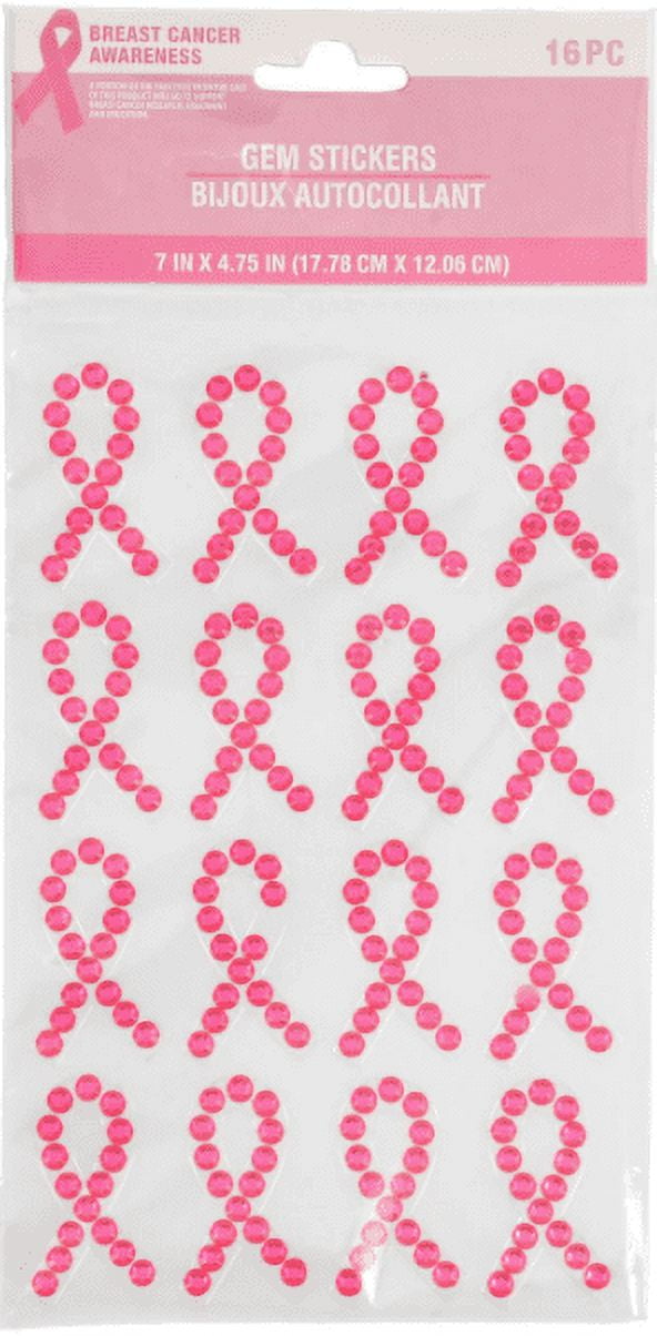 Pink Breast Cancer Gem Stickers 16 Count (2pk)