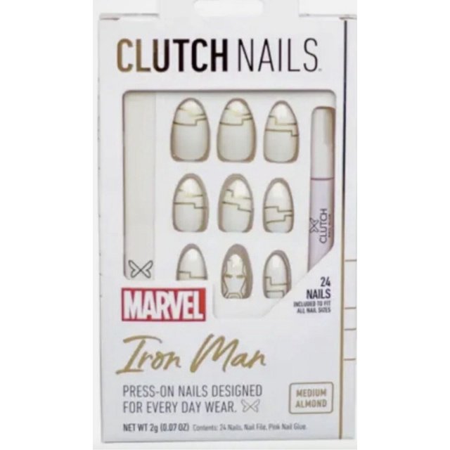 Clutch Nails Marvel Iron Man Press-On Nails - Medium Almond