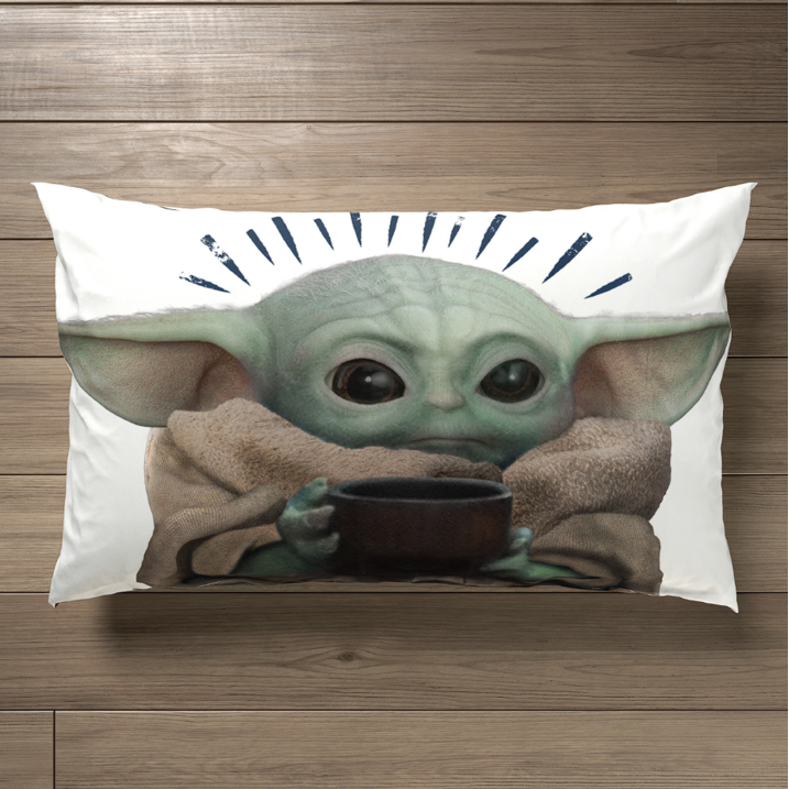 Baby Yoda Powerful Child Kids 4-Piece Full Sheet Set, Microfiber, Blue, Star Wars