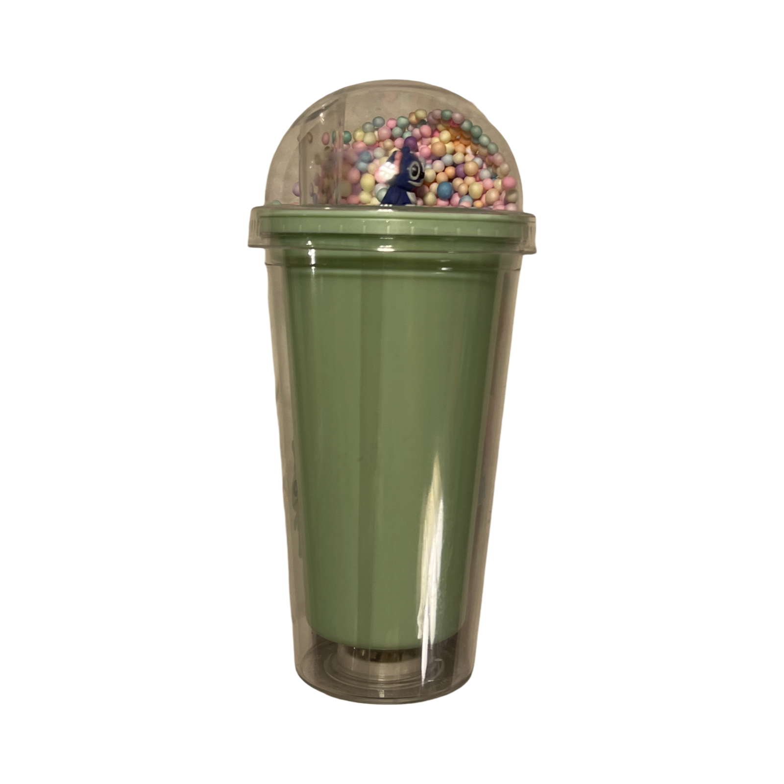 Stitch Pattern Tumbler Dome Lid Straw Double Walled Color Blue/Green