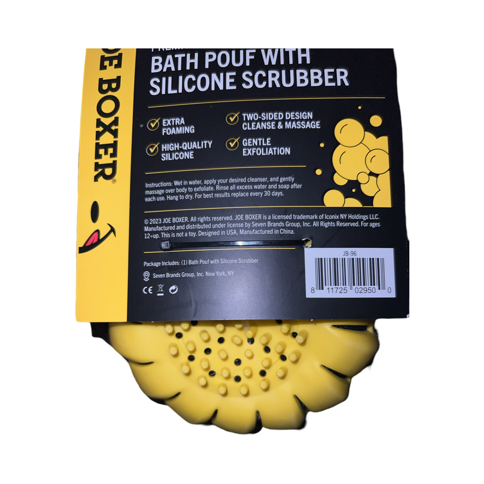 Joe Boxer Premium Bath Pouf with Silicone Scrubber (2PK)