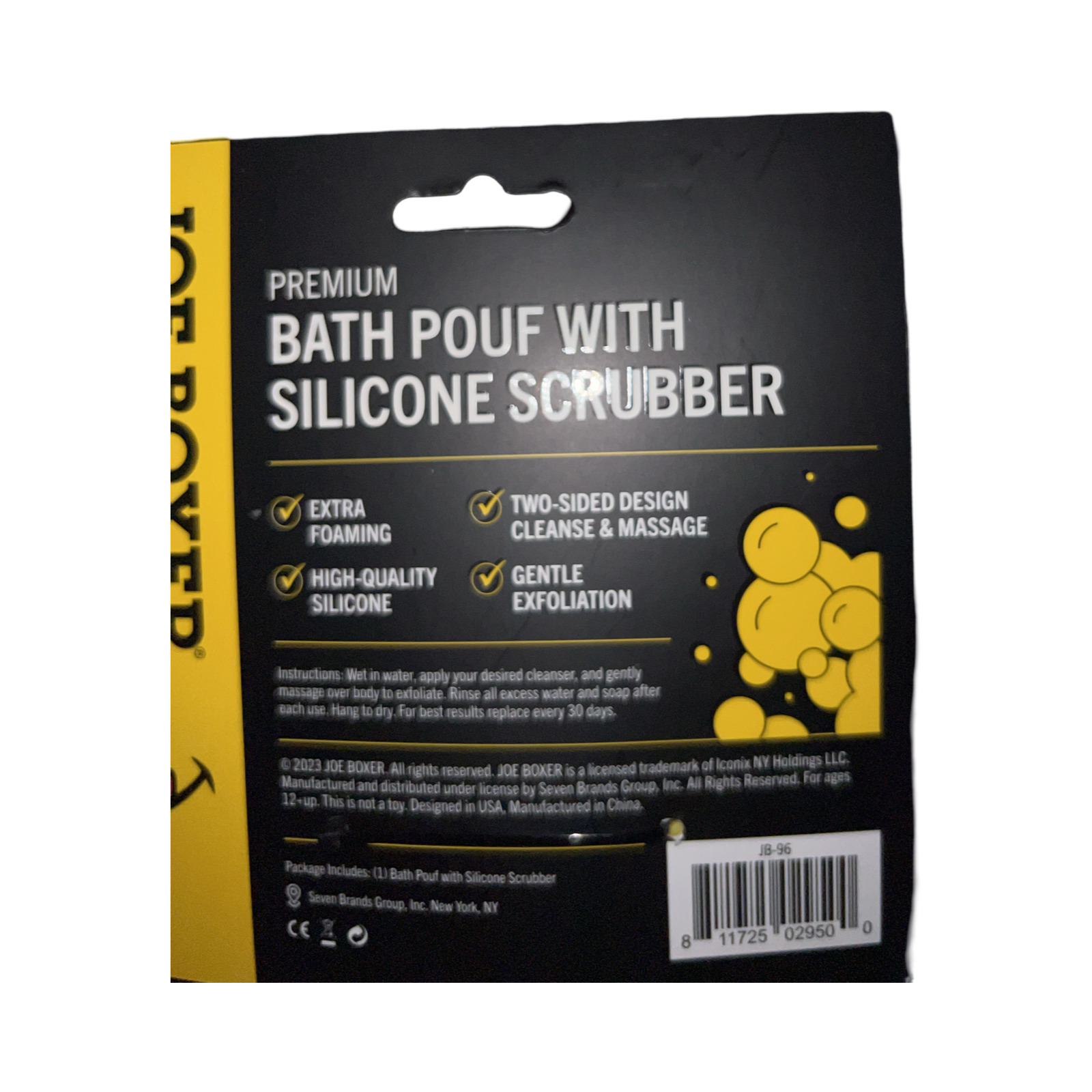 Joe Boxer Premium Bath Pouf with Silicone Scrubber (2PK)