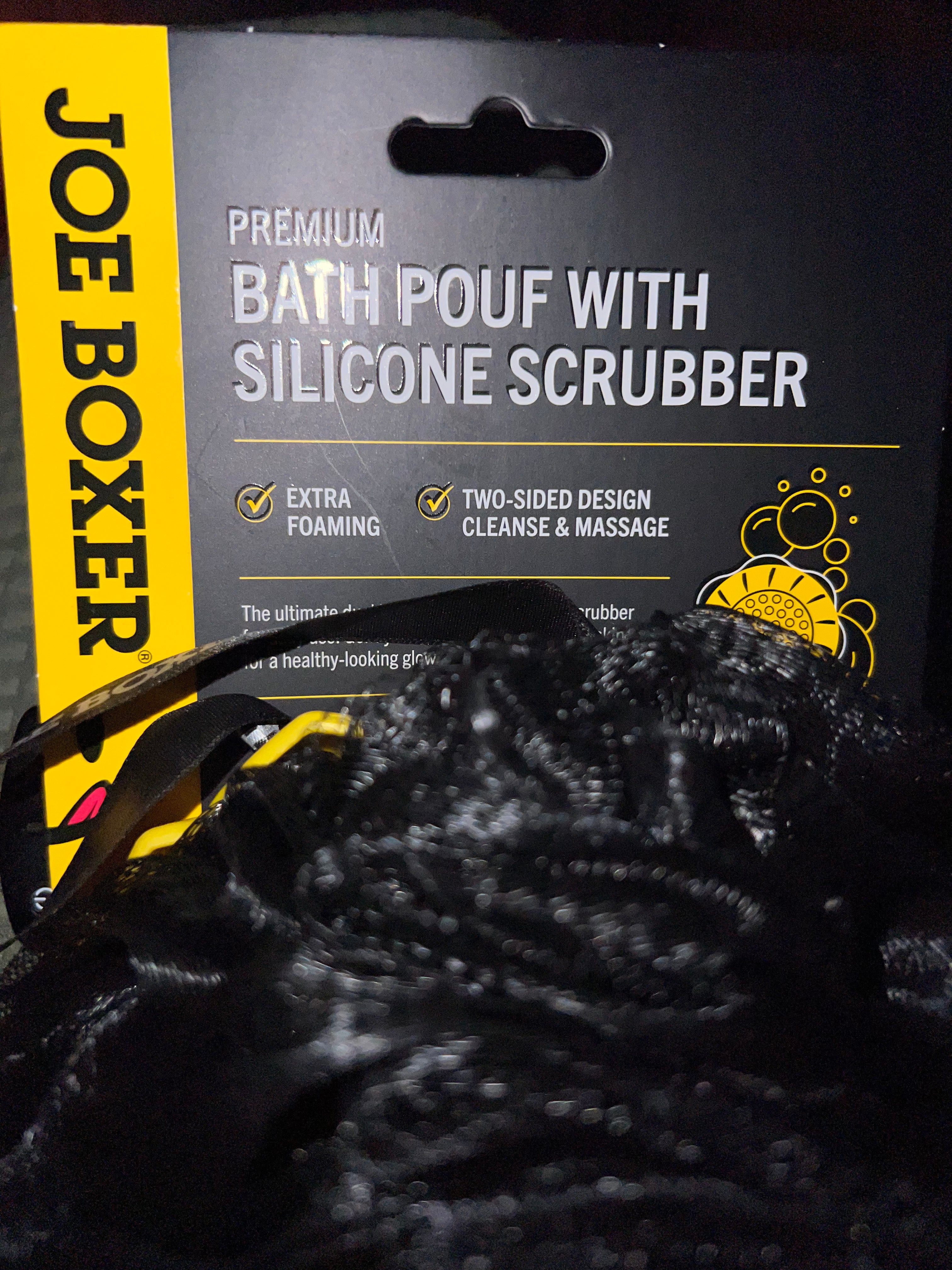 Joe Boxer Premium Bath Pouf with Silicone Scrubber (2PK)