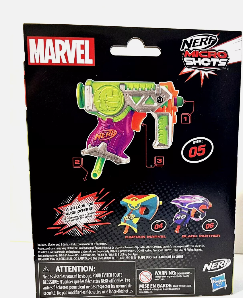Marvel Nerf Micro Shots Hulk Nerf Gun & 2 Elite Darts
