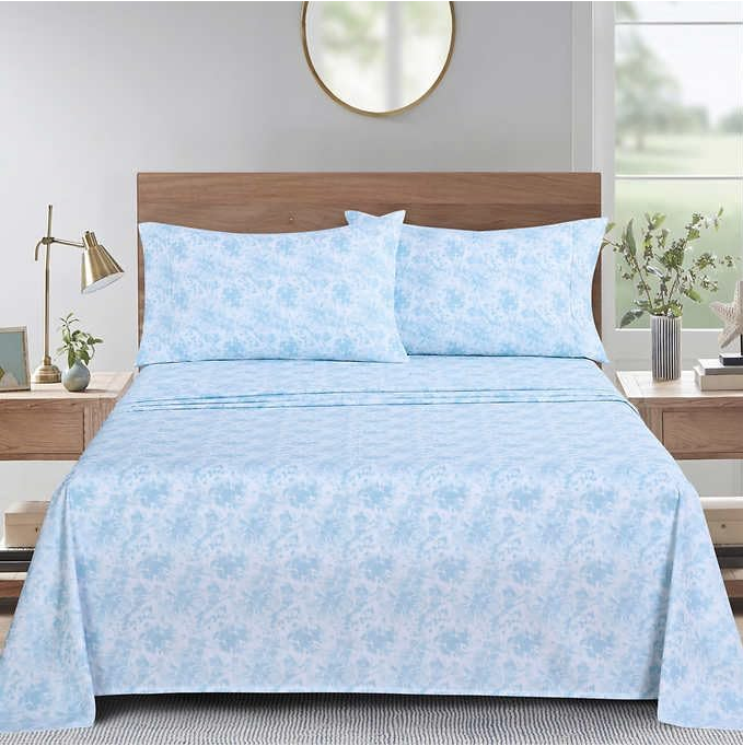 4-Piece Printed Sheet Set - Full/Twin| 17"" Extra Deep | Cool, Crisp, Breathable Bed Sheets - Brushed for Softness