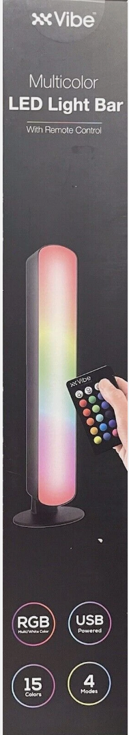 Multicolor LED Light Bar, Portable, Stylish and Customizable RGB Glow with 15 LEDs, 4 Light Modes, Sound Reactive Feature, Remote Control and USB Power, Perfect for Any Room and Mood, Multi