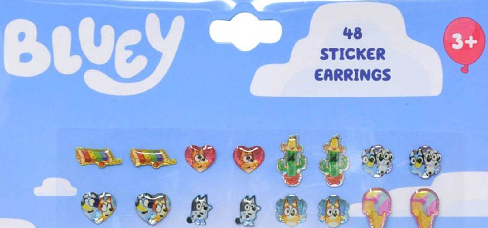 Bluey 24 Pair Sticker Earrings on Blister Card 2pk